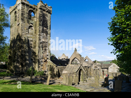 Ruines de l'église du xiiième siècle de St Thomas Becket (où un poète Sylvia Plath est enterré), Heptonstall, Hebden Bridge, West Yorkshire, Royaume-Uni Banque D'Images