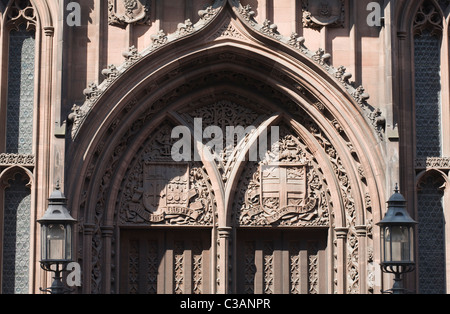 Détail entrée John Rylands University Library Deansgate Manchester Angleterre Banque D'Images