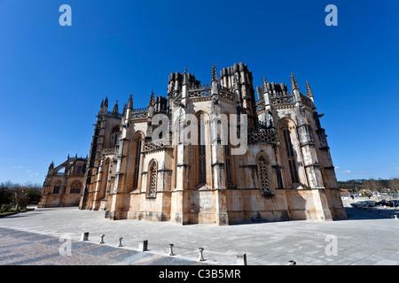 Chapelles Inachevées - la façade arrière du Monastère de Batalha . Chef-d'œuvre gothique et manuélin. Patrimoine mondial - Portugal Banque D'Images