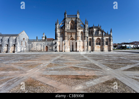 Monastère de Batalha façade. République dominicaine ordre religieux. Chef-d'oeuvre de l'art gothique et l'art manuélin. Unesco World Heritage. Le Portugal. Banque D'Images