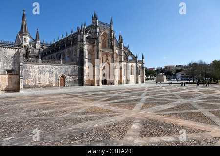 Monastère de Batalha façade. République dominicaine ordre religieux. Chef-d'oeuvre de l'art gothique et l'art manuélin. Unesco World Heritage. Le Portugal. Banque D'Images