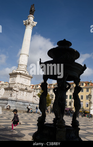 La place Rossio, Praça Dom Pedro IV, la Baixa, Lisbonne, Portugal Banque D'Images