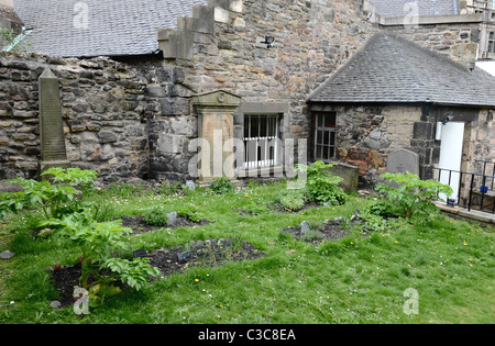 Une partie de l'herbe jardin planté sur les tombes dans Greyfriars Kirkyard, Édimbourg, Écosse, Royaume-Uni. Banque D'Images