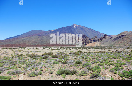 Vue panoramique du désert volcanique près de El Volcan Teide, Tenerife, Espagne. Banque D'Images