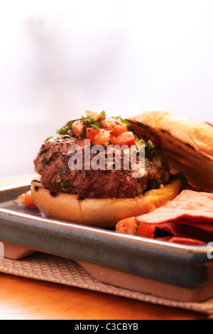 Burger w/Salsa Banque D'Images