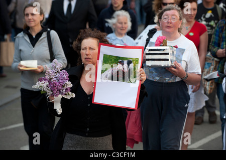 Les manifestants protestaient contre les plans de réforme pour les blaireaux au Pays de Galles comme moyen de contrôle de la tuberculose bovine, Aberystwyth, Pays de Galles UK Banque D'Images