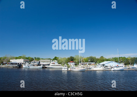 La Géorgie, St. Vue côtière de port Sainte-marie, le long de la rivière St. Mary. Banque D'Images