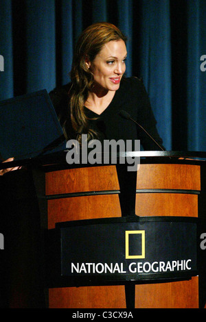 Le HCR Angelina Jolie, la célébration de la Journée mondiale des réfugiés à la National Geographic Society. Jolie Ambassadrice de bonne volonté Banque D'Images