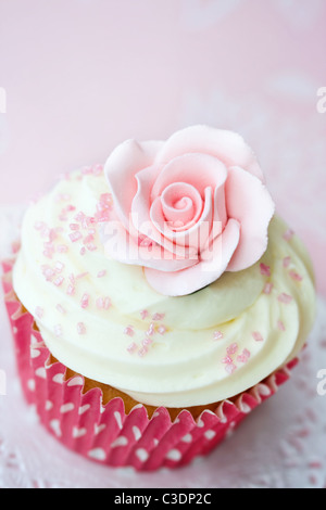 Cupcake rose Banque D'Images