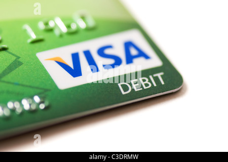 Close up detail d'une carte de débit Visa Lloyds TSB Banque D'Images