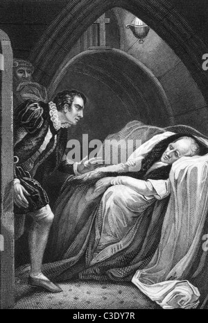 Mort de Mortimer, Henry VI de Shakespeare, Partie I, Acte II, scène V sur la gravure de 1800. Banque D'Images