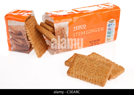 Paquet de biscuits au gingembre crinkle souches Tesco Banque D'Images