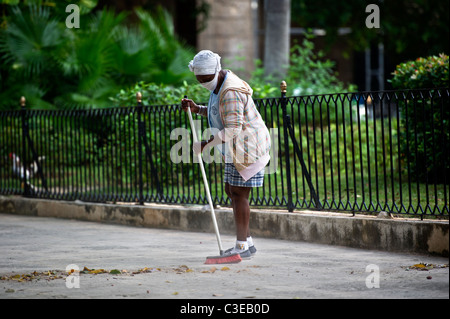 La balayeuse à La Havane Cuba Parc Banque D'Images