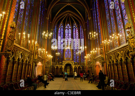 Europe, France, Paris (75), Sainte Chapelle église, chapelle inférieure Banque D'Images