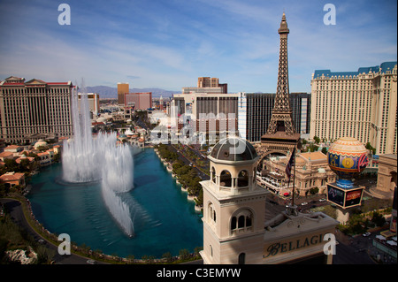 Vue de la fontaine du Bellagio, Las Vegas, Nevada. Banque D'Images