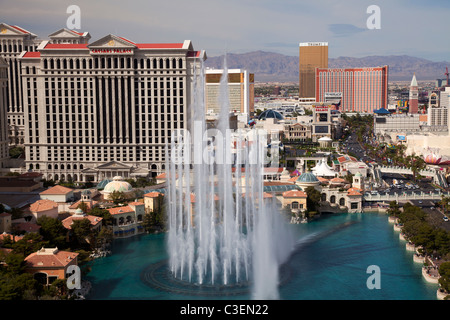 Vue de la fontaine du Bellagio, Las Vegas, Nevada. Banque D'Images