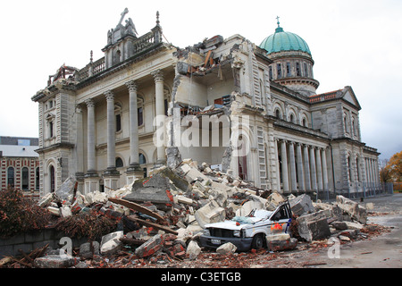 Cathédrale catholique endommagés dans le séisme de Christchurch 22 févr. 2011 Banque D'Images