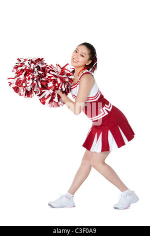 Portrait d'un cheerleader en rouge Banque D'Images