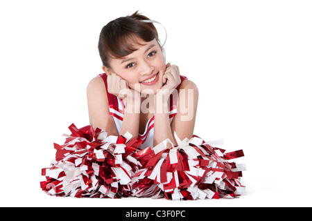 Portrait d'un cheerleader en rouge Banque D'Images