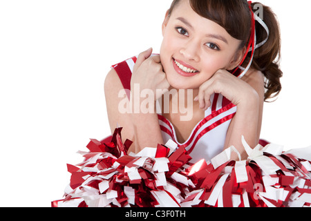 Portrait d'un cheerleader en rouge Banque D'Images