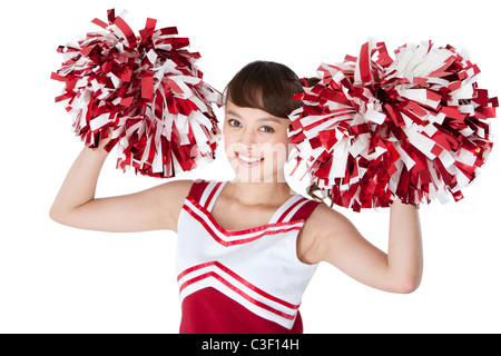 Portrait d'un cheerleader en rouge Banque D'Images