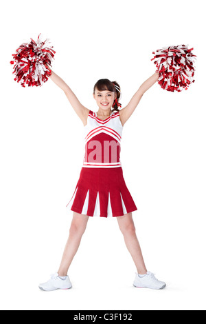 Portrait d'un cheerleader en rouge Banque D'Images