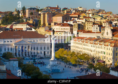 La place Rossio aka Praça Dom Pedro IV, la Baixa, Lisbonne, Portugal Banque D'Images