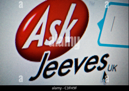 De près de l'Ask Jeeves logo tel que vu sur son site web. (Usage éditorial uniquement : -Print, télévision, e-book et le comité éditorial du site). Banque D'Images