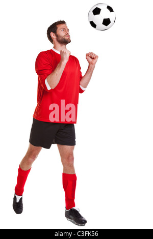 Photo d'un joueur de soccer player ou découper sur un fond blanc,. Banque D'Images