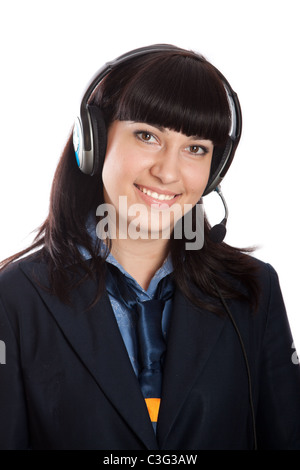 La belle fille de studio sur un fond blanc. Banque D'Images