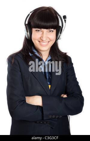 La belle fille de studio sur un fond blanc. Banque D'Images