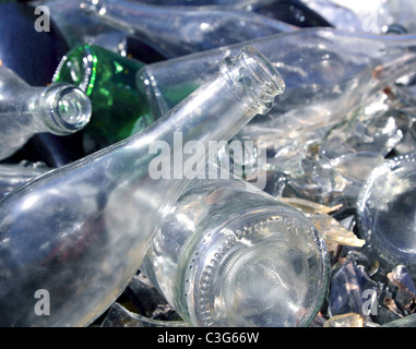 Recyclage du verre bouteille mound motif de fond Banque D'Images