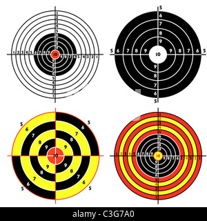 Établir des cibles pour le tir au pistolet pratique, l'exercice. Vector illustration Banque D'Images