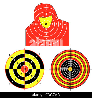 Établir des cibles pour le tir au pistolet pratique, l'exercice. Vector illustration Banque D'Images