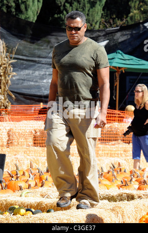 Laurence Fishburne shopping à la citrouille avec sa famille. West Hollywood, Californie - 17.10.09 Banque D'Images