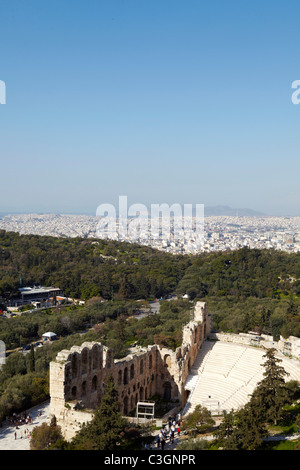 Vue d'Athènes depuis l'Acropole, Grèce Banque D'Images