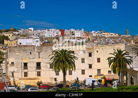 Vue vers Médina et Kasbah de Jardins de la Mendoubia Tanger Maroc central park l'Afrique du Nord Banque D'Images