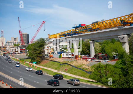 Light rail transit de masse en construction à Tysons Corner Virginia VA métro transport public Banque D'Images