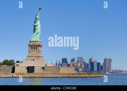 La Statue de la liberté sur Liberty Island. Banque D'Images