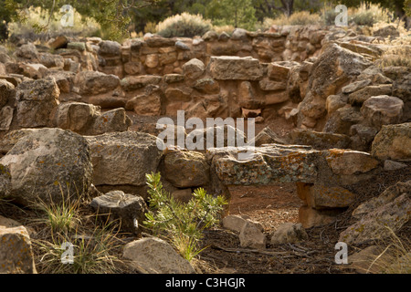 Tusayan ruines, Kayenta Anasazi culture, le long de la rive sud du Grand Canyon National Park, Arizona, USA. Banque D'Images