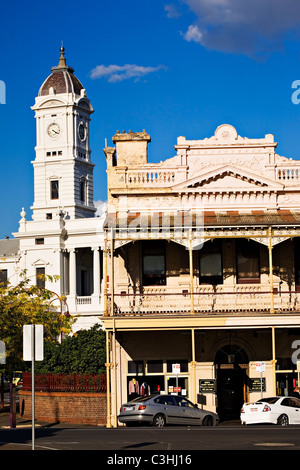 Ballarat Australie / l'ancien Palace Coffee House et la gare ferroviaire de Ballarat. Banque D'Images