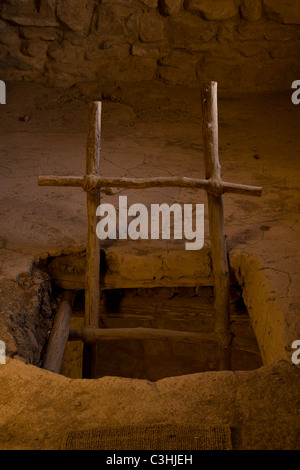 Dans un premier échelle Salado en séjour à la culture les ruines de Besh-Ba-Gowah Parc archéologique de Globe, Arizona, USA. Banque D'Images