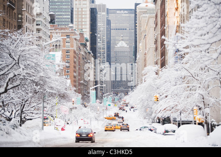 USA, New York, Park Avenue en hiver Banque D'Images