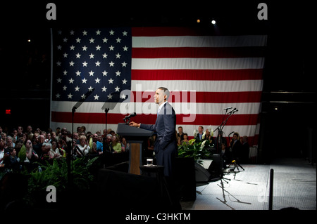 Le président américain Barack Obama parle de la scène politique à un collecteur de fonds à Austin, Texas. Banque D'Images
