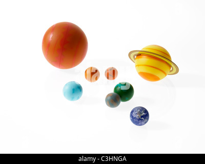 Système solaire planètes sur fond blanc Banque D'Images