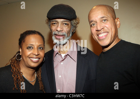 Kim Jordan, Gil Scott-Heron et Glenn Turner Gil Scott-Heron fonctionne à B.B. King Blues Club - Backstage New York City, USA - Banque D'Images