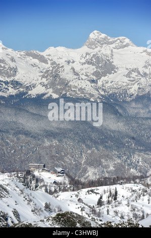 Le centre de ski de Vogel dans le parc national du Triglav de Slovénie Banque D'Images