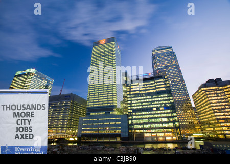 Les bâtiments du secteur bancaire et financier de Canary Wharf à Londres UK Banque D'Images