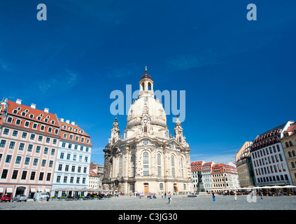 L'extérieur du célèbre Frauenkirche (église Notre Dame) Église de Dresde Saxe Allemagne Banque D'Images