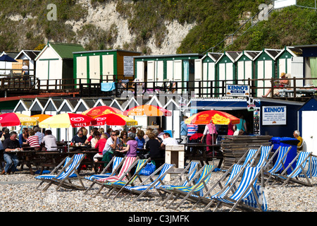 Un café sur la plage plage de la bière dans le Devon Banque D'Images